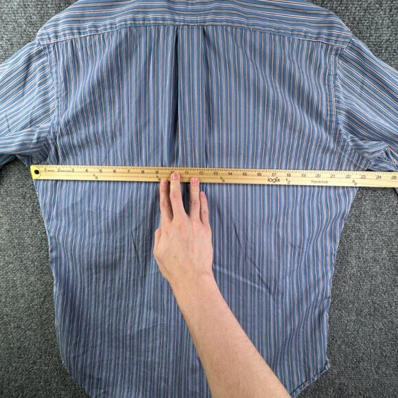 Ralph Lauren Button Up Shirt Long Sleeve Blue Red Striped Classic Fit 15.5 32/33 - Picture 10 of 11
